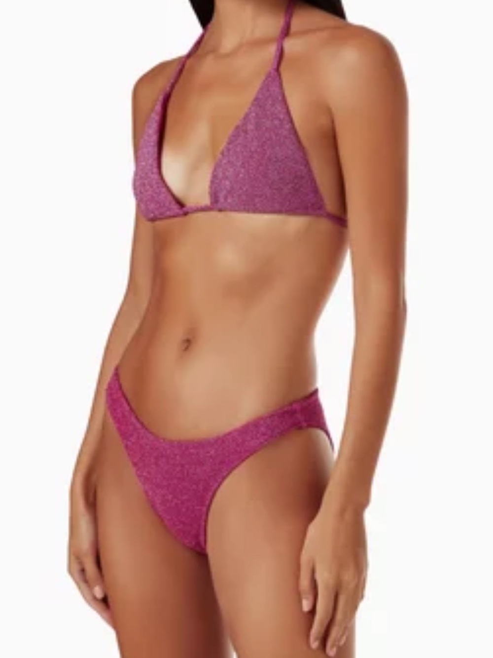 Good American Pink Sparkle Tiny Ties Bikini Set in Magenta